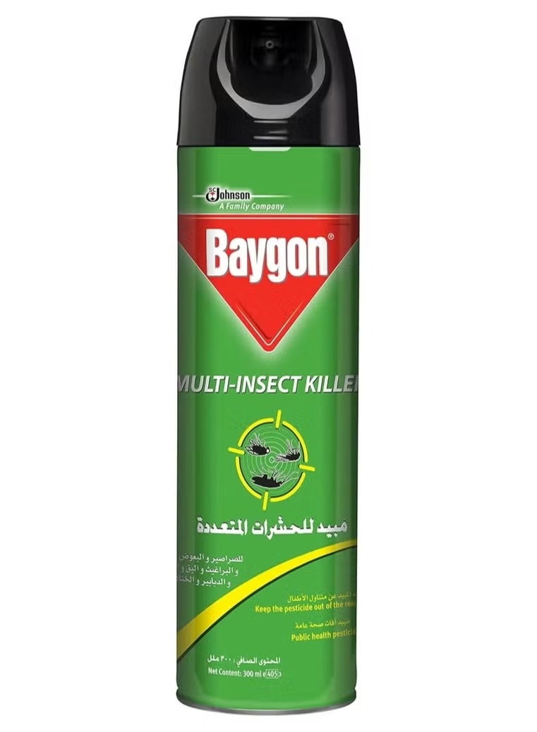 بايجون بخاخ بايجون متعدد الاستخدامات للقضاء على الحشرات - مكافحة شاملة للآفات المنزلية - بخاخ سريع المفعول للقضاء على الصراصير والبعوض والذباب والنمل - حماية داخلية وخارجية بتركيبة تدوم ٢٤ ساعة، ٣٠٠ مل - Image 1