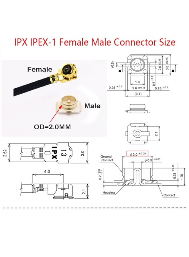 BURAQ 1 In 3 IPX To SMAK RG178 Pigtail WIFI Antenna Extension Cable Jumper(20cm) - Image 3