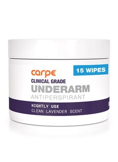 Carpe Carpe Clinical Grade Underarm Wipes - New, Unrivaled Antiperspirant Wipes For Armpit Sweat Prevention. Combat Sweat, Block Excessive Sweating, & Help Control Hyperhidrosis.15 Anti Sweat Wipes.  - Image 1
