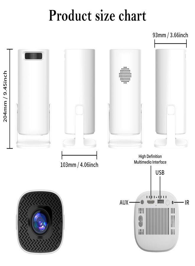 Projector with 4K Decoding 1080P WiFi6 BT5.4 Android 11 System with 100in Display Same Screen Technique 180°  Rotatable Movie Projector Built-in Speaker Horizontal Keystone Correction Support TV Box - Image 4