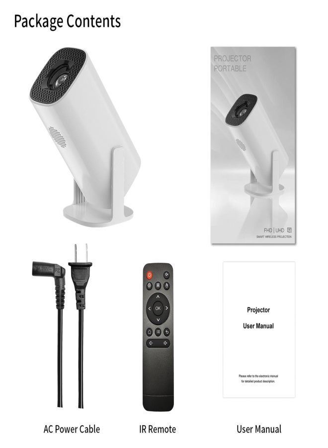 Projector with 4K Decoding 1080P WiFi6 BT5.4 Android 11 System with 100in Display Same Screen Technique 180°  Rotatable Movie Projector Built-in Speaker Horizontal Keystone Correction Support TV Box - Image 5