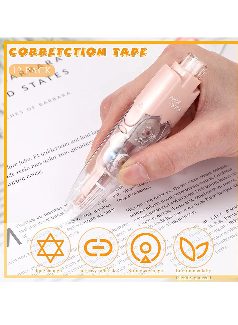 SYOSI 6 Pcs Retractable Correction Pen 236 Inches Retractable Mechanism Correction Tape Assorted Colored Pen Style Correction Tape Refillable Correction Pen for Office School Supplies, Random Color - Image 2