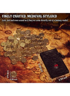CZYY DND Fantasy Coins 50 Antique Gold Metal Treasure Tokens with Leather Pouch - Gaming Loot, Accessories & Props for Dungeons and Dragons, Tabletop RPG, Board or Card Game, LARP and Cosplay  - Image 4