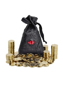 CZYY DND Fantasy Coins 50 Antique Gold Metal Treasure Tokens with Leather Pouch - Gaming Loot, Accessories & Props for Dungeons and Dragons, Tabletop RPG, Board or Card Game, LARP and Cosplay  - Image 1