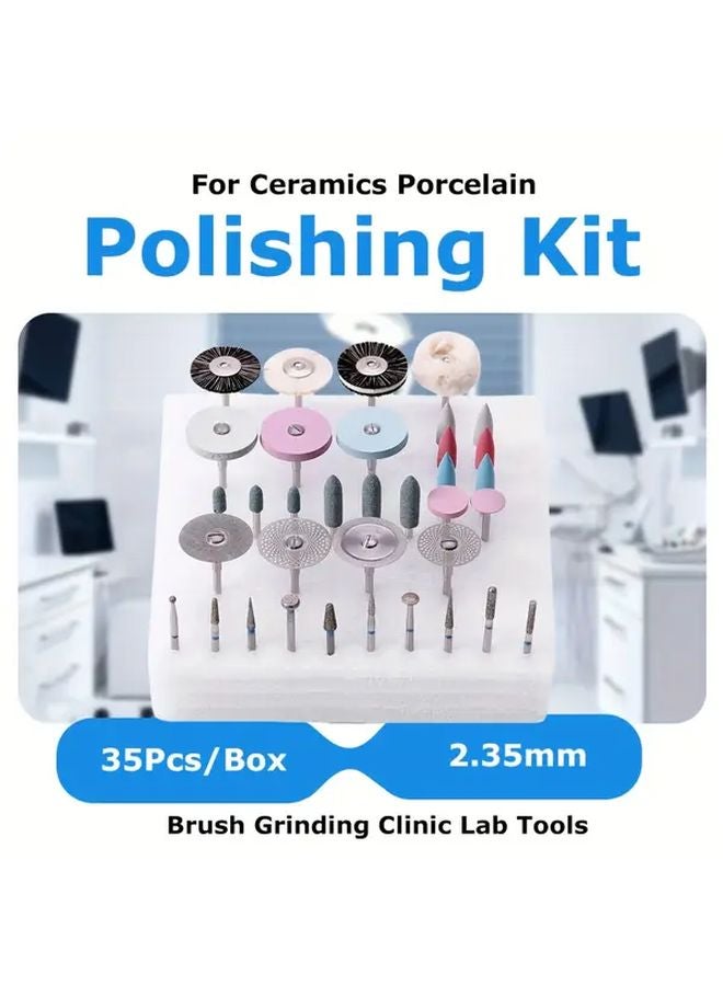 35pcs Dental Lab Polishing Kit High Performance Diamond Burs 2 35mm Shank - Image 5
