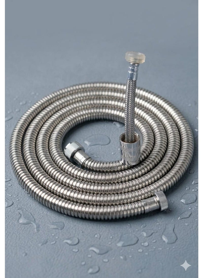 RENZO Premium Flexible Hose (150cm, 1/2" Universal Standard Fitting) | Made in Italy High-Pressure Stainless Steel Interlock Shower & Shattaf Hose Pipe - Image 1