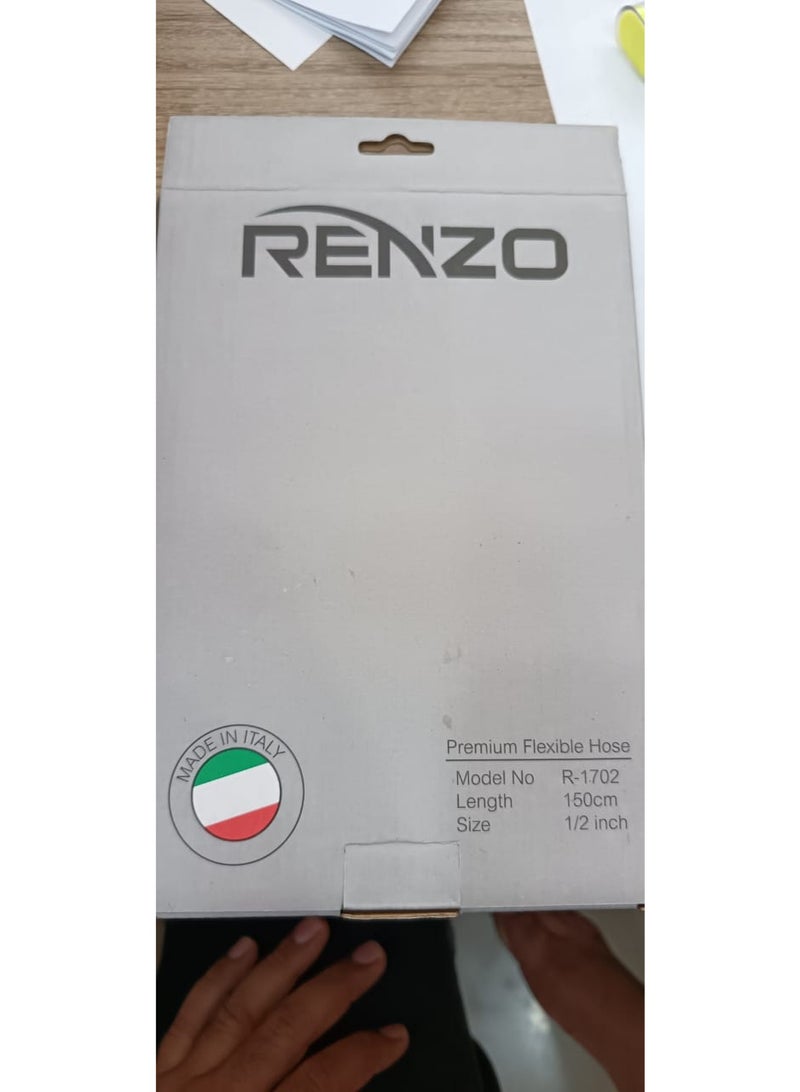 RENZO Premium Flexible Hose (150cm, 1/2" Universal Standard Fitting) | Made in Italy High-Pressure Stainless Steel Interlock Shower & Shattaf Hose Pipe - Image 4