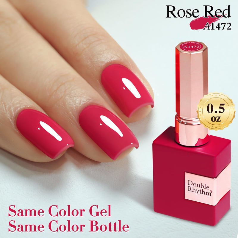 Double Rhythm 15ML Gel Nail Polish Pure Sheer Same Color Same Bottle Soak Off Gel Polish Art Manicure Salon DIY at Home for Women (Red Pink-A1472) - Image 4