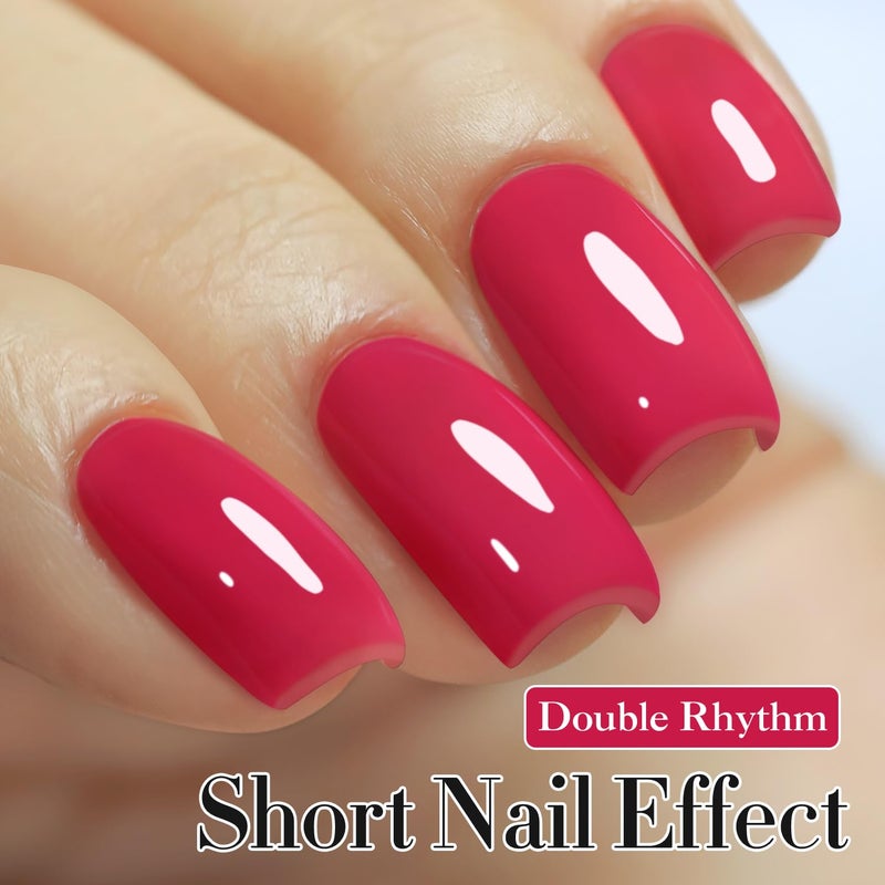Double Rhythm 15ML Gel Nail Polish Pure Sheer Same Color Same Bottle Soak Off Gel Polish Art Manicure Salon DIY at Home for Women (Red Pink-A1472) - Image 2