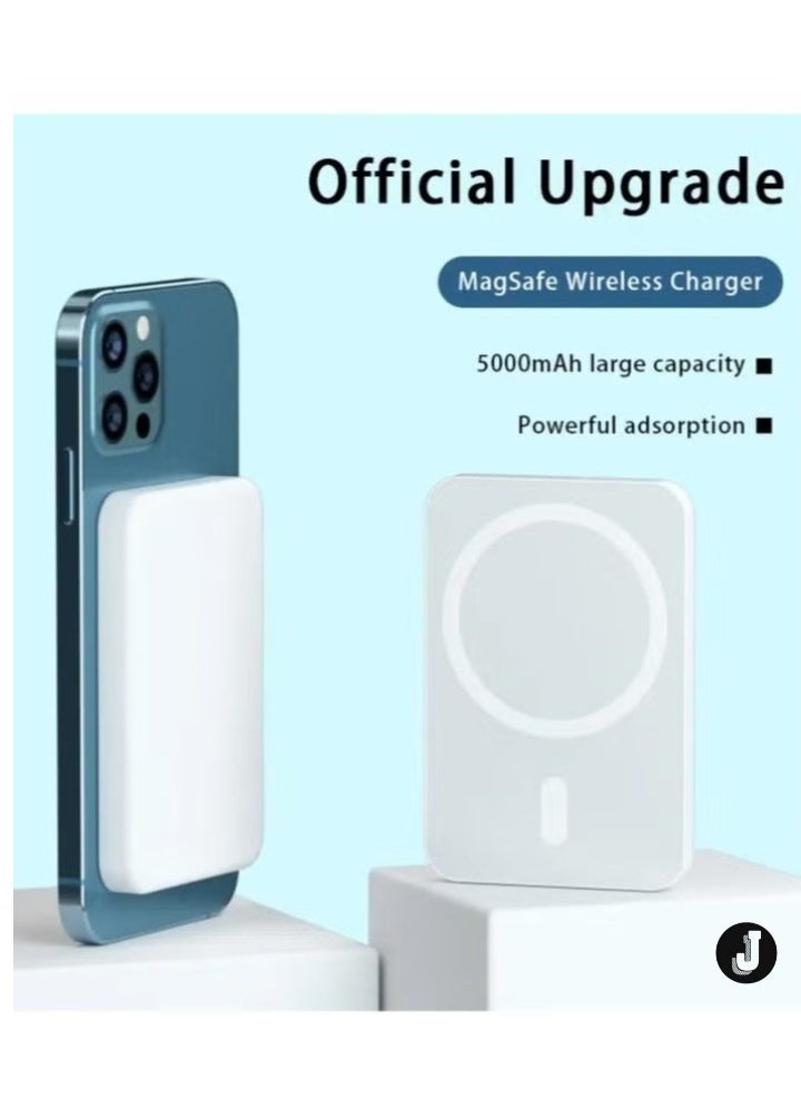 JAJEEK - NEW MagSafe Wireless Power Bank for iPhone 14 Pro Max – 10,000mAh Portable Charger in White - Image 1