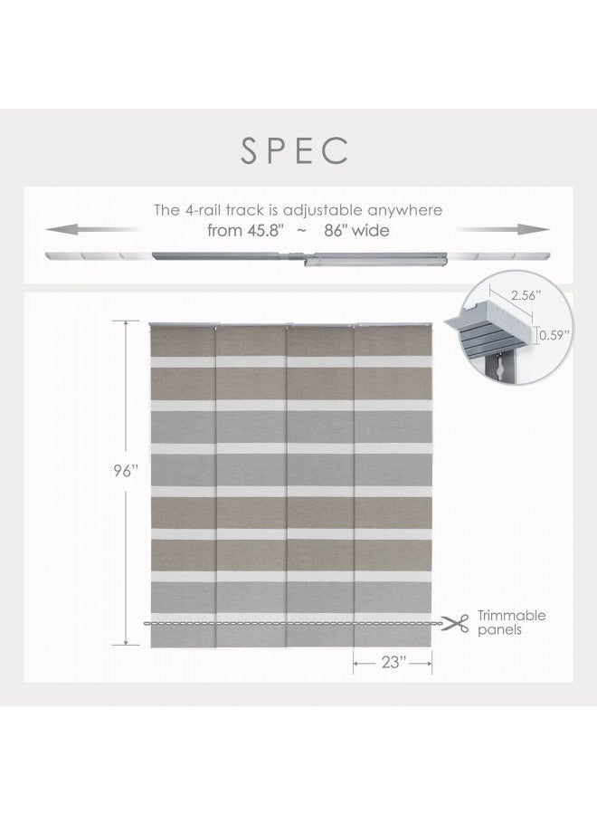 GoDear Design Adjustable Vertical Blinds, 45.8"-86" W, Up to 96" H, Extendable Track for Sliding Patio Doors, Trimmable Woven Panel Curtains, Limestone - Image 3