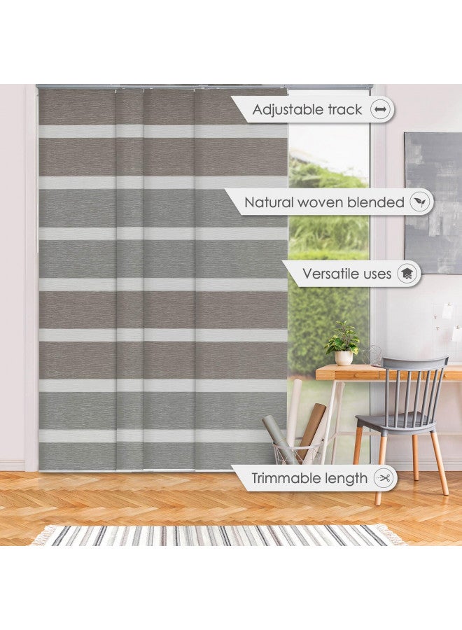 GoDear Design Adjustable Vertical Blinds, 45.8"-86" W, Up to 96" H, Extendable Track for Sliding Patio Doors, Trimmable Woven Panel Curtains, Limestone - Image 1
