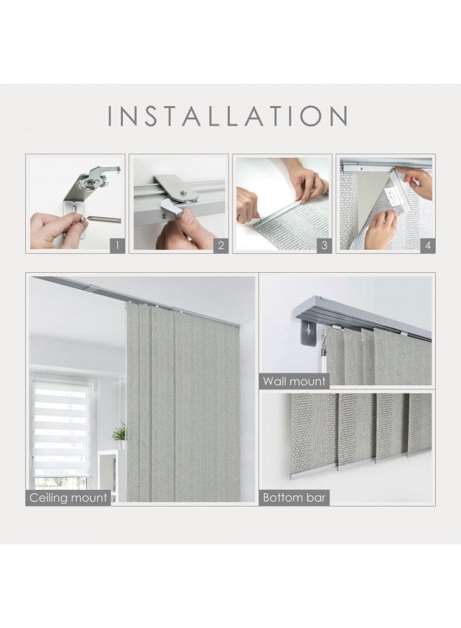 GoDear Design Adjustable Vertical Blinds, 45.8"-86" W, Up to 96" H, Extendable Track for Sliding Patio Doors, Trimmable Woven Panel Curtains, Limestone - Image 4