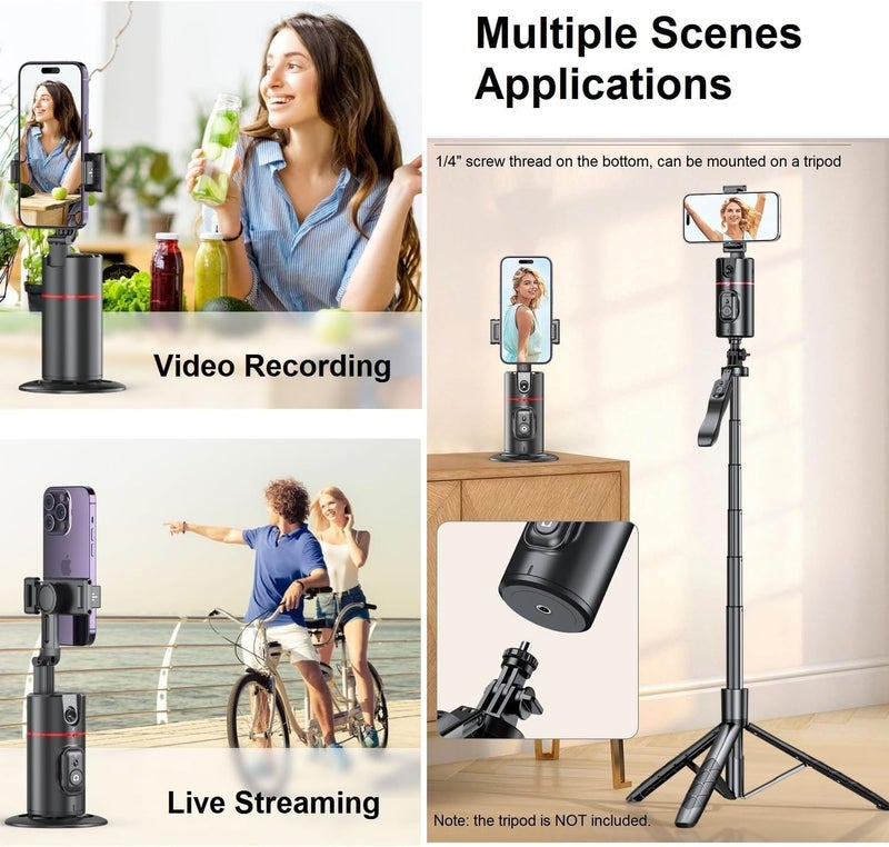 ADZOY Premium Combo of P02 Auto face Tracking Desktop Gimbal and ADL-L16 Selfie Stick Phone Tripod with Remote | 60" Extendable Stand for iPhone Android Camera 360° Rotation Phone Holder Stabilizer - Image 4