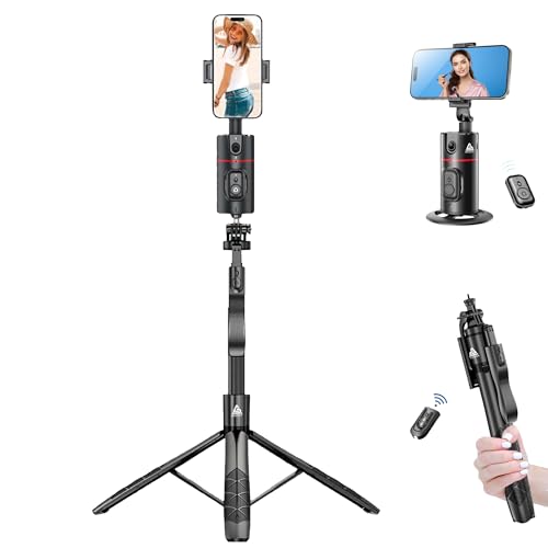 ADZOY Premium Combo of P02 Auto face Tracking Desktop Gimbal and ADL-L16 Selfie Stick Phone Tripod with Remote | 60" Extendable Stand for iPhone Android Camera 360° Rotation Phone Holder Stabilizer - Image 1