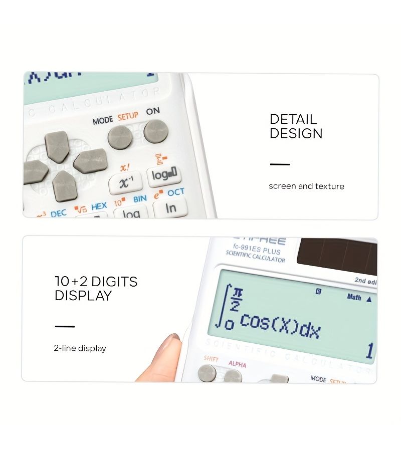 White Large Screen Scientific Function Calculator 417 Functions Multifunctional For Student Exams School College Business Office Teacher Economical Packaging - Image 4