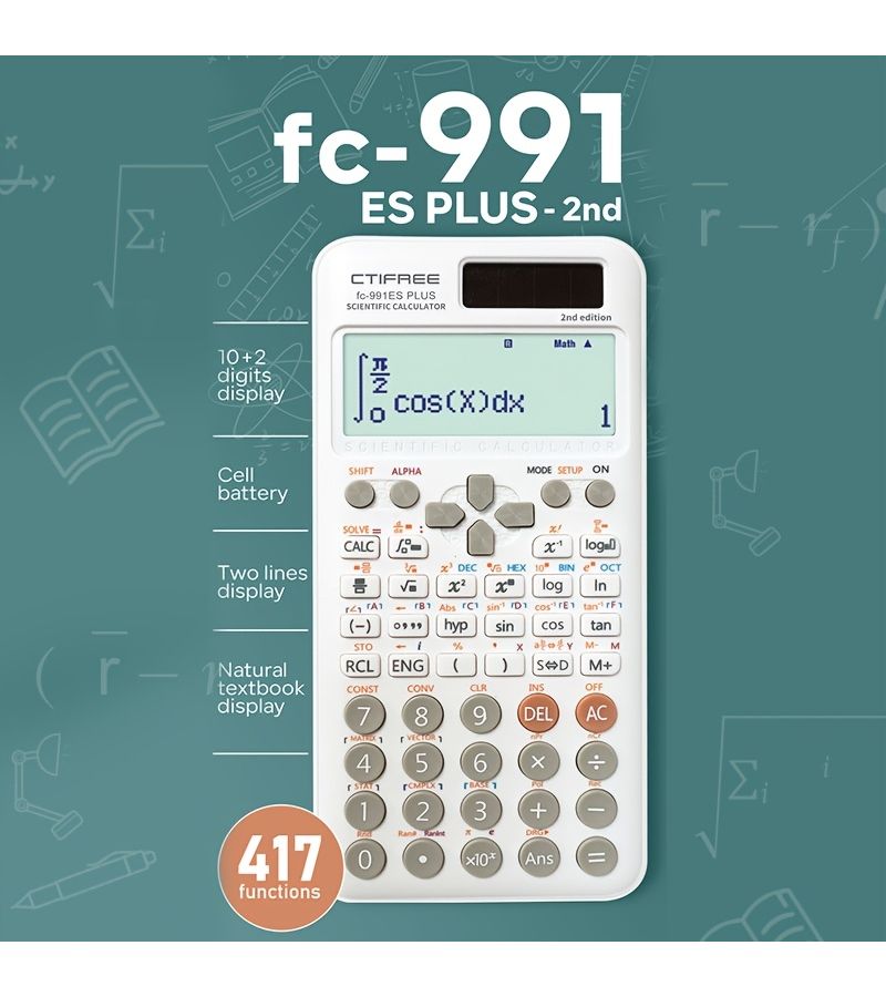 White Large Screen Scientific Function Calculator 417 Functions Multifunctional For Student Exams School College Business Office Teacher Economical Packaging - Image 1