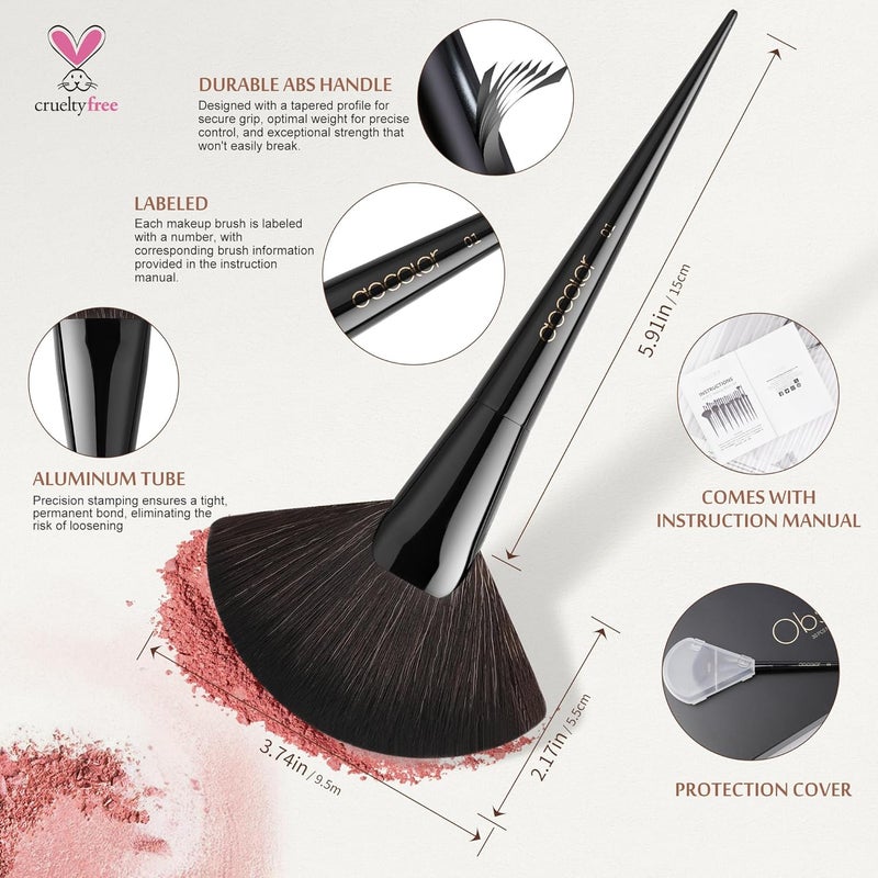 docolor Makeup Brushes 30 Pieces Professional Makeup Brush Set Premium Synthetic Hair Kabuki Face Blush Eyeshadow Foundation Powder Cosmetic Make Up Brush Kit, Black Obsidian Series - Image 3