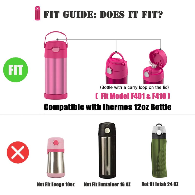 Greant Replacement Straws compatible with Thermos 12oz Bottle (Model F401 & F410), 2 PCS Replacement Parts compatible with Thermos F401, compatible with Thermos 12 oz - Image 2