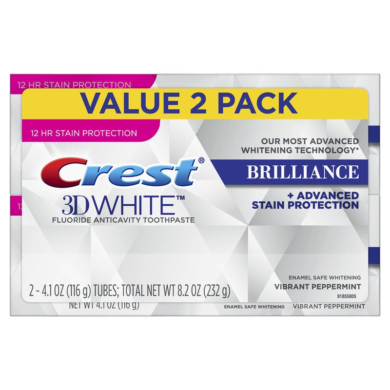 Crest 3D White Brilliance Vibrant Peppermint Toothpaste, Pack of 2 - Image 1