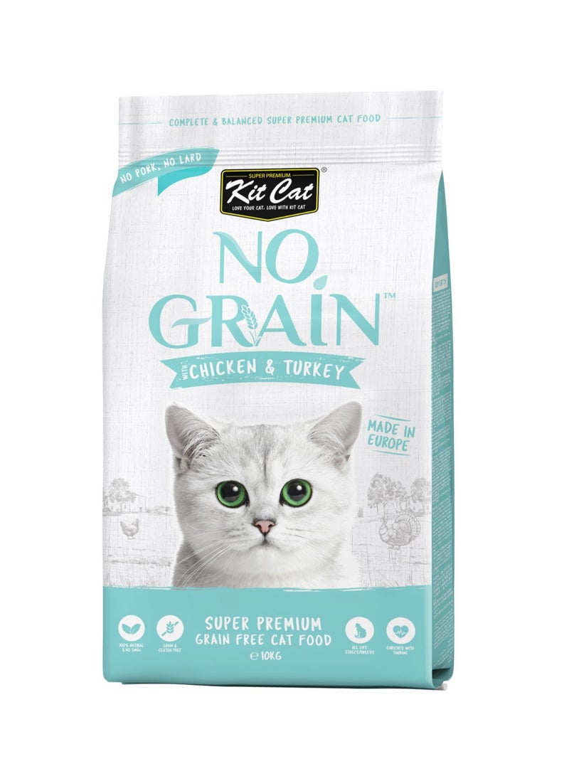 Kit Cat بدون حبوب مع دجاج وديك رومي 10 كجم