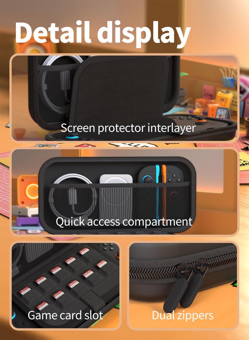 Pxnest Switch Carrying Case for Nintendo Switch 2 ,Nintendo case,High-Capacity Travel Carrying Case for Nintendo Switch2 Console & Accessories, black - Image 3