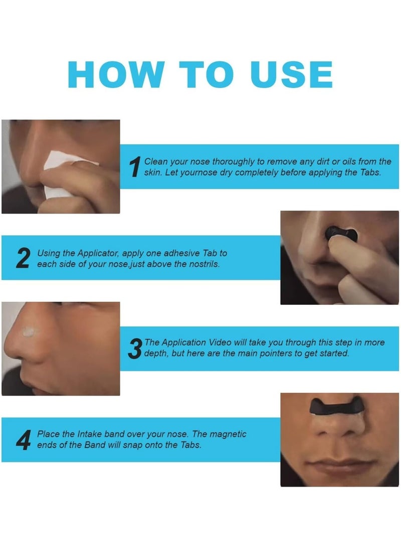 مجموعة شرائط أنف مغناطيسية مضادة للشخير بقوة إضافية – أشرطة تنفس قابلة لإعادة الاستخدام مع 30 لاصق ومُطبّق مغناطيسي – حل طبيعي لتحسين تدفق الأوكسجين والنوم العميق - Image 3