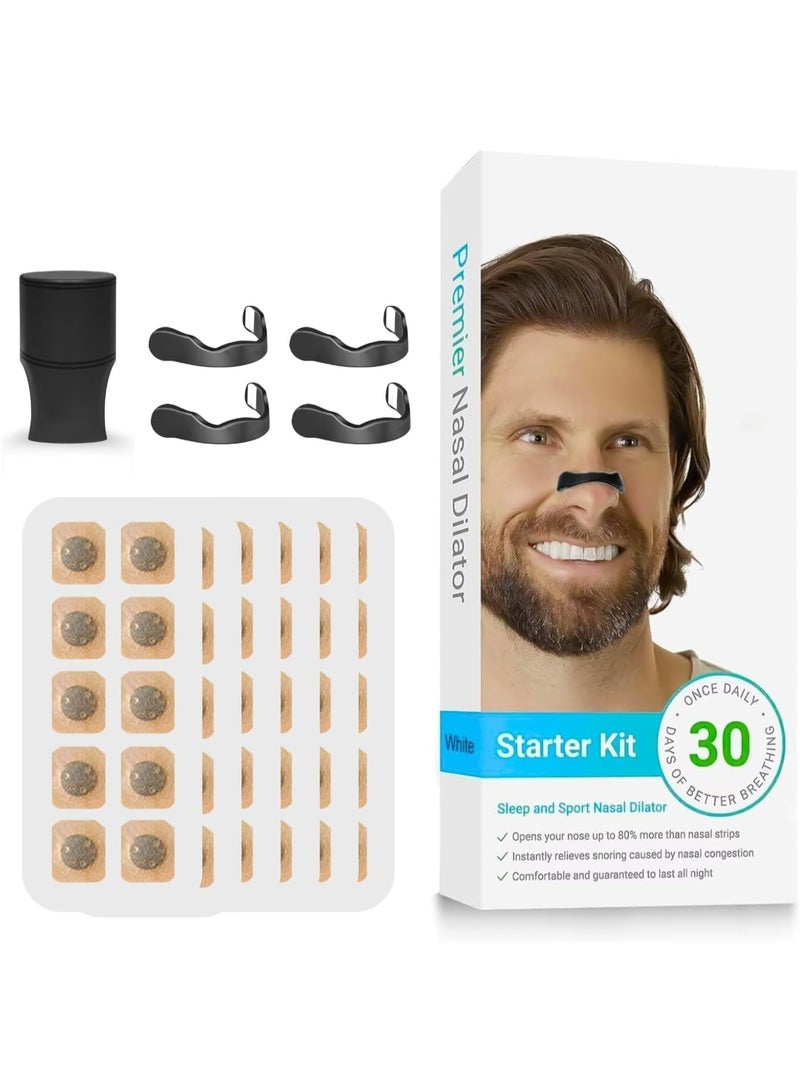 مجموعة شرائط أنف مغناطيسية مضادة للشخير بقوة إضافية – أشرطة تنفس قابلة لإعادة الاستخدام مع 30 لاصق ومُطبّق مغناطيسي – حل طبيعي لتحسين تدفق الأوكسجين والنوم العميق - Image 1