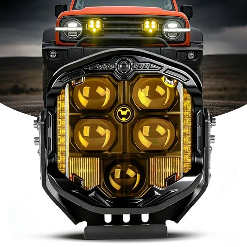 NKCELL POWER 7 Inch LED Offroad Driving Light with Amber DRL, 95W 10800LM Side Shooter Combo Beam Pods, Bumper Fog Work Light for Jeep Truck Pickup SUV UTV (Single 1PC, No Harness) - Image 1