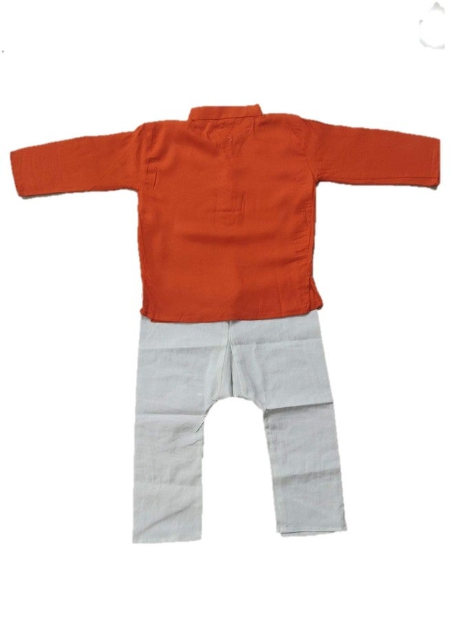 ANNA'S FASHION Kurta & Pyjama For Kids Pure Rayon(Orange colour)(3-4 Years) - Image 2