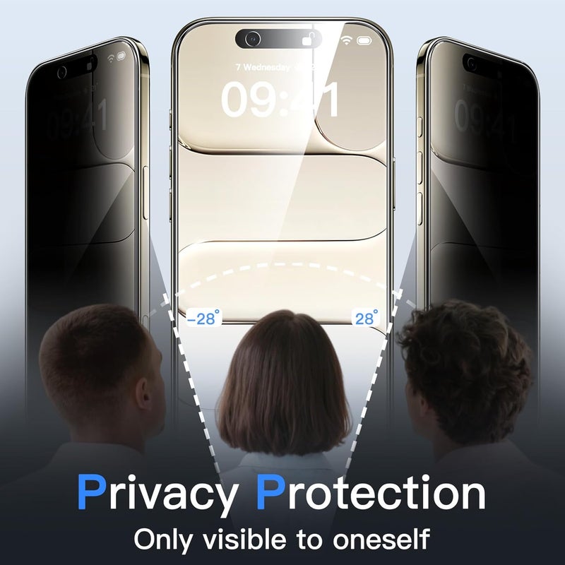 جي تيك واقي شاشة الخصوصية من لـ iPhone Air، فيلم زجاجي مقسّى مضاد للتجسس مع أداة تركيب سهلة، شاشة 6.5 بوصة، عبوة من قطعتين - Image 3