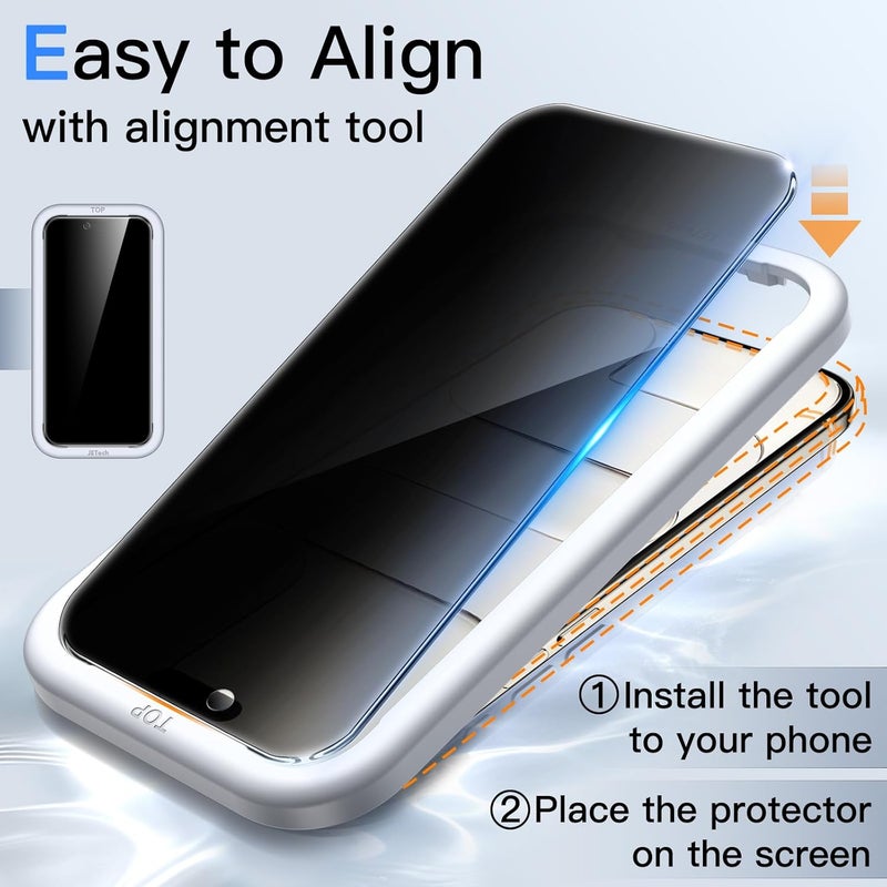 جي تيك واقي شاشة الخصوصية من لـ iPhone Air، فيلم زجاجي مقسّى مضاد للتجسس مع أداة تركيب سهلة، شاشة 6.5 بوصة، عبوة من قطعتين - Image 4