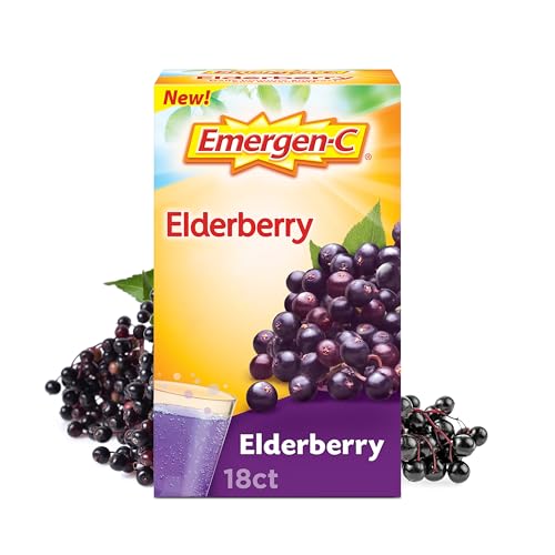 EmergenC Elderberry Fizzy Drink Mix Elderberry Immune Support Natural Flavors With High Potency Vitamin C 18 Count