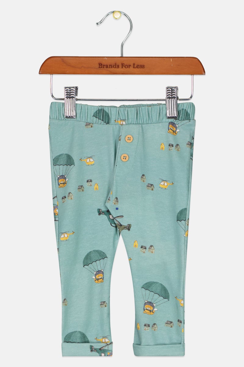 NAME IT Toddlers Girl Graphic Print Leggings, Sage Green - Image 1