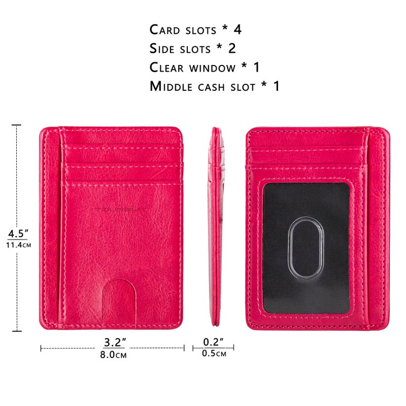 TOURSUIT Travel Minimalist Slim Front Pocket Wallet for Men Women, RFID Blocking Credit Card Holder Case (Rose Red) - Image 4