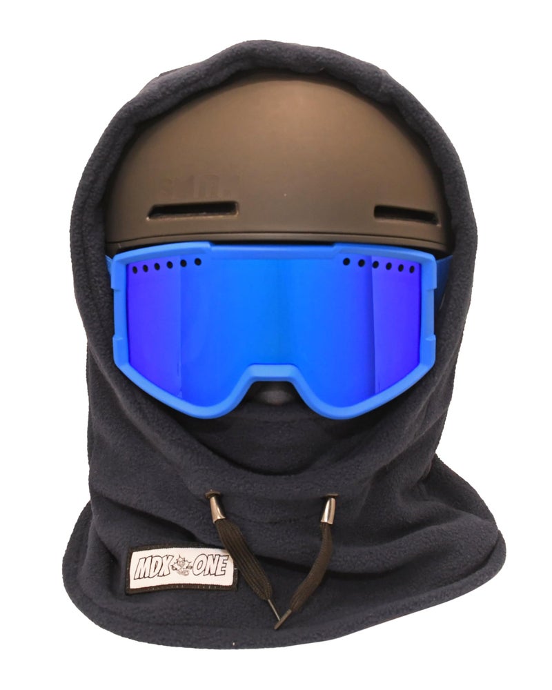 MDXONE Kids Over The Helmet Balaclava Children face mask with Buttons for Pompoms with Elastics (Sold Separately) (Azure) - Image 1