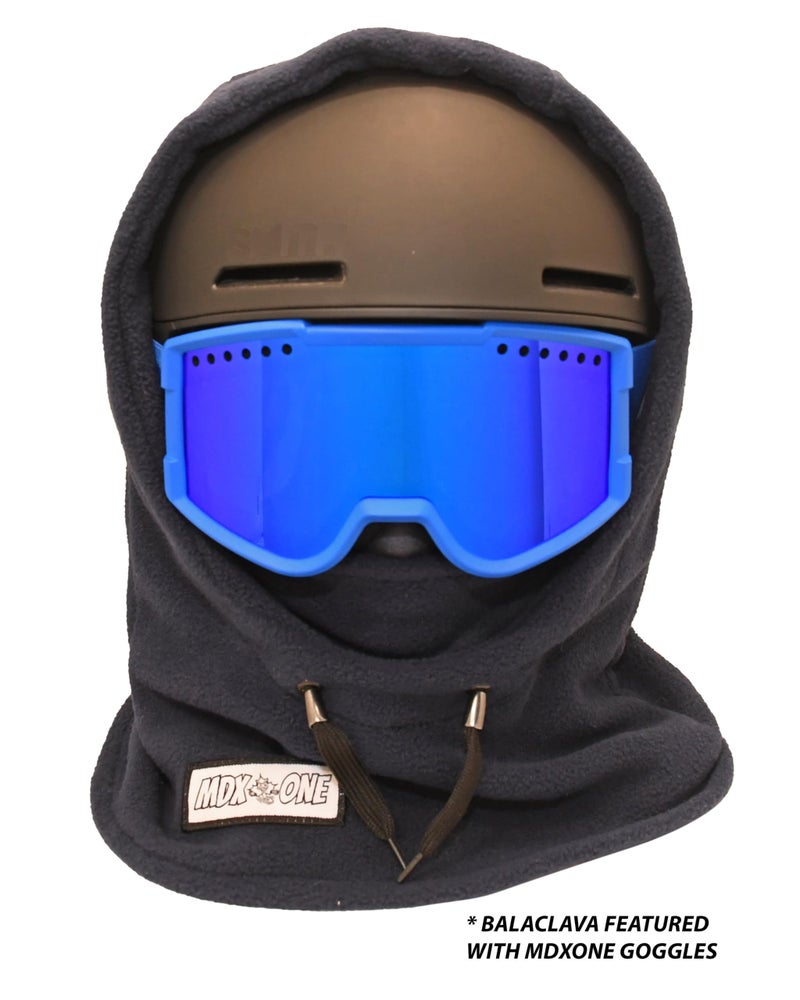MDXONE Kids Over The Helmet Balaclava Children face mask with Buttons for Pompoms with Elastics (Sold Separately) (Azure) - Image 2