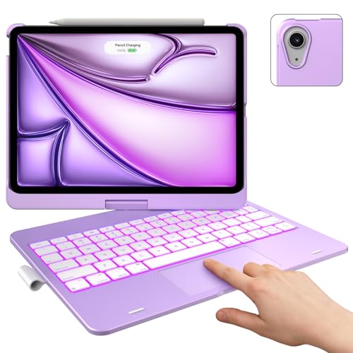 typecase Touch Keyboard Case with Trackpad for iPad Air 11-inch (M3 2025 / M2 2024): 360°Rotatable - 11 Colors Backlight - Wireless Keyboard with Pencil Holder for iPad Air 5th & 4th Gen,PurpleLilac - Image 1