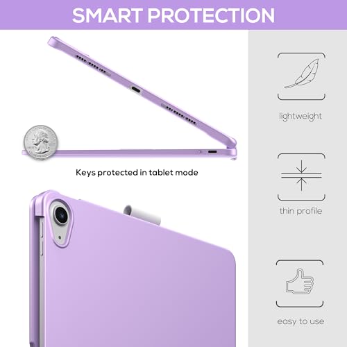 typecase Touch Keyboard Case with Trackpad for iPad Air 11-inch (M3 2025 / M2 2024): 360°Rotatable - 11 Colors Backlight - Wireless Keyboard with Pencil Holder for iPad Air 5th & 4th Gen,PurpleLilac - Image 5
