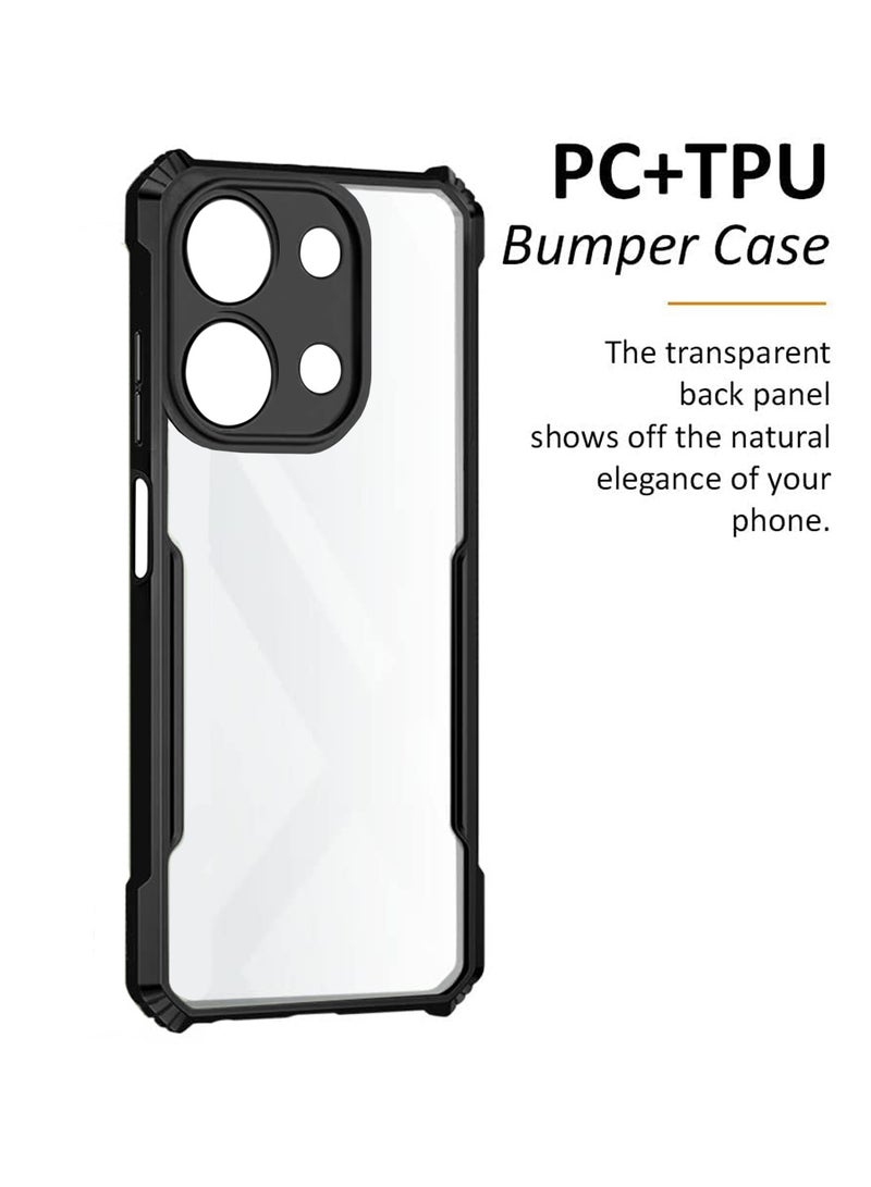 Wtech Xiaomi Redmi 15C 4G/5G 2025 Hybrid TPU Silicone with Raised Armour Bumpers Slim Case Cover (MCAPSA) - Clear/Black - Image 2