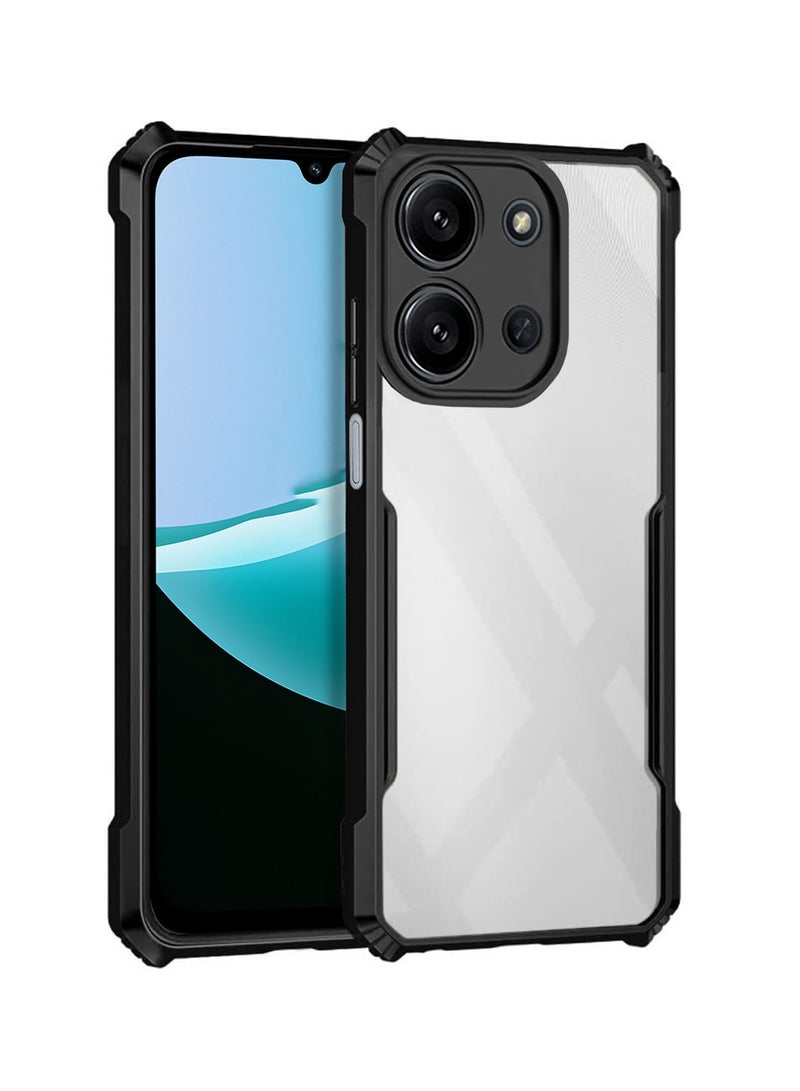 Wtech Xiaomi Redmi 15C 4G/5G 2025 Hybrid TPU Silicone with Raised Armour Bumpers Slim Case Cover (MCAPSA) - Clear/Black - Image 1