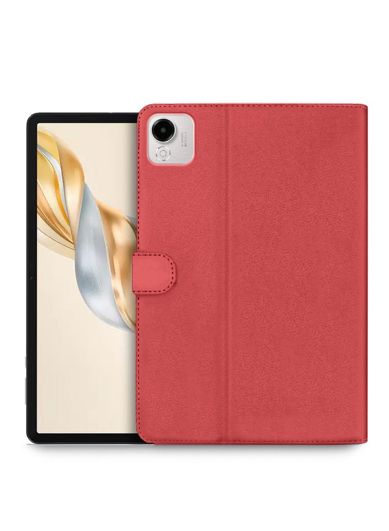 OMAKER Honor Pad X9a 11.5 4G 2025 PU Leather Magnetic Closure Flip Case Cover (TCFPSR) - Red - Image 1