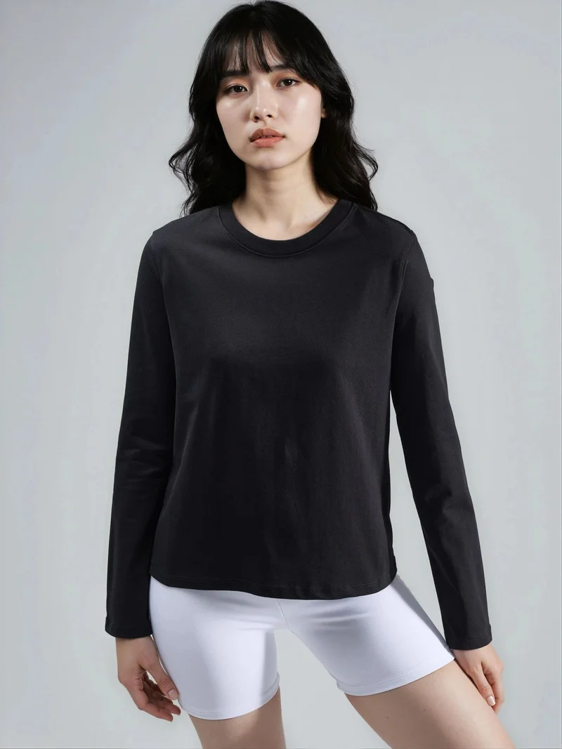 Busem BUSEM Long Sleeve Crew Neck Basic Blouse