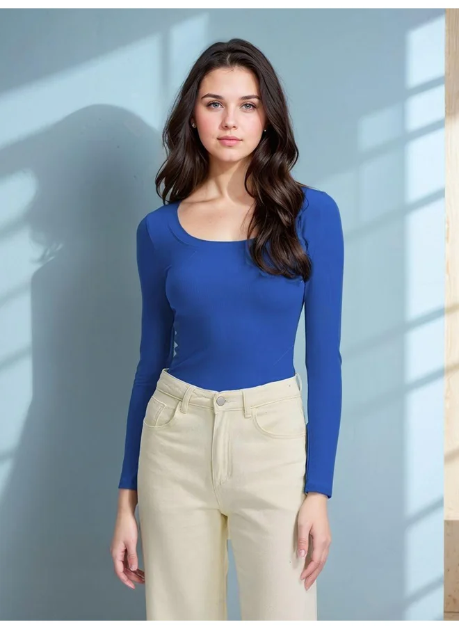 Kotty Kotty Ribbed Long Sleeve Slim Fit T-Shirt