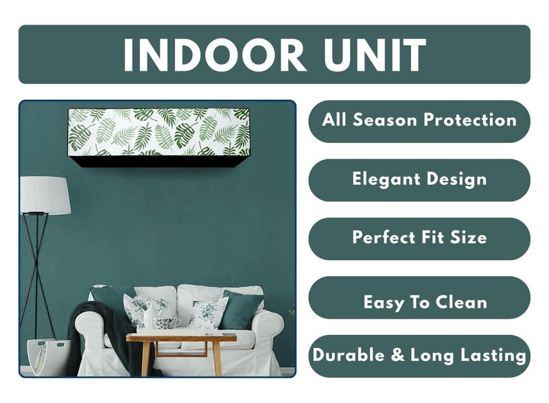 Wings Star Polyester Split Ac Cover For Indoor And Outdoor Unit Of 1.5 Ton Ac Waterproof And Dustproof Black Floral Pattern KUM174 - Image 2