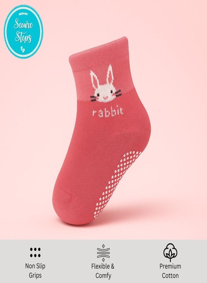 Secure Steps Anti Skid Socks for Babies - Soft Cotton Non Slip Socks for 1-3 Years | Crawling & Walking for Girls | Safe Grip Kids Socks | Baby Girl | (Pack of 6) - Image 3