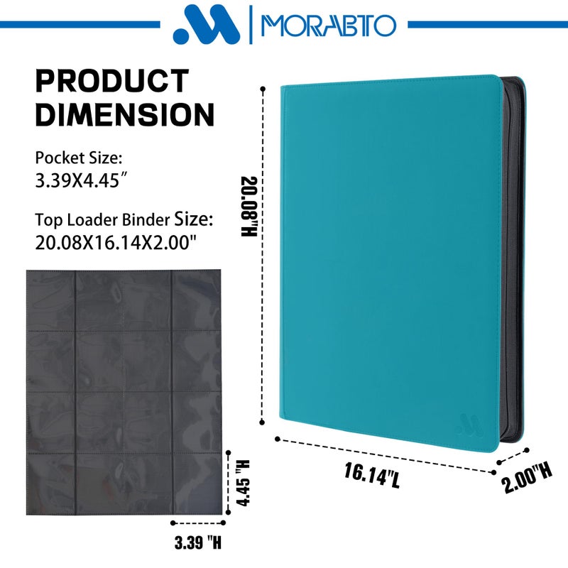 MORABTO 16 Pocket Top loader Binder, Holds 640 Top Loaders,Top Loader Binders for 3" x 4" Rigid Cards,Top loader Card Binder for Hard Plastic Top Loaders - Image 2