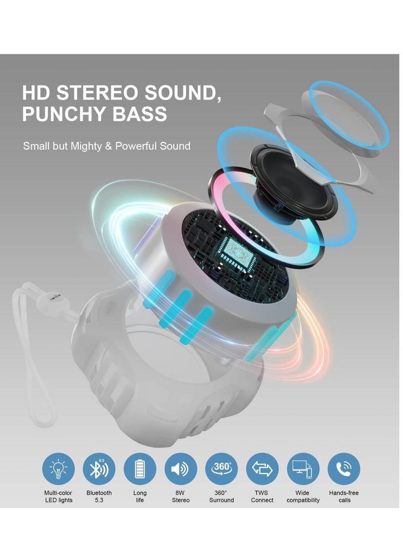 Bluetooth Shower Speaker, IPX7 Waterproof Wireless Portable Speakers, Floating Wireless Speaker with LED Light, Loud Stereo Sound, for Beach, Pool, Party, Travel, Outdoors, for Men and Women - Image 2