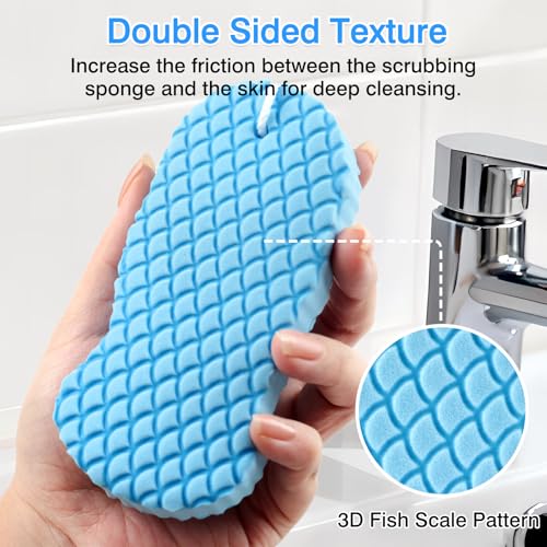 Brvlsoc 4-Pack Exfoliating Bath Sponges – Super Soft Shower Sponge Set for Adults & Kids, Gentle Dead Skin Remover, Assorted Colors (Pink, Blue, White, Gray) - Image 3