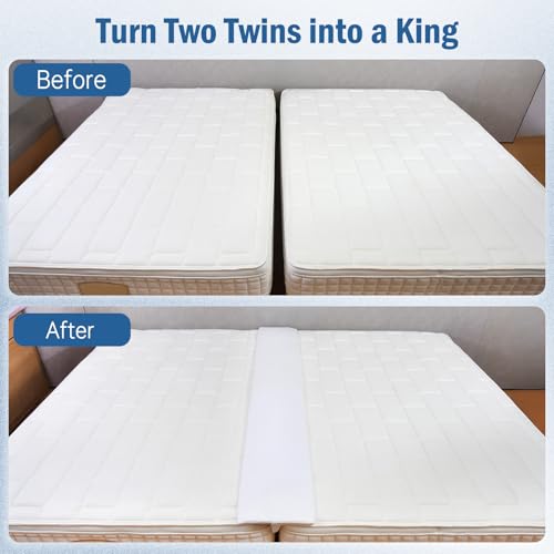 Vekkia Split King Gap Filler for Adjustable Bed,Twin to King Bed Converter Kit,Bed Bridge Twin to King,Mattress Connector with Washable Cover,for Guests Stayovers,Family Room(75in×10in) - Image 2
